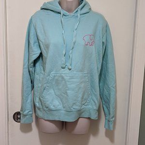 Women's Ivory Ella Aqua Oversized Sweatshirt Hoodie Size Small with Elephant